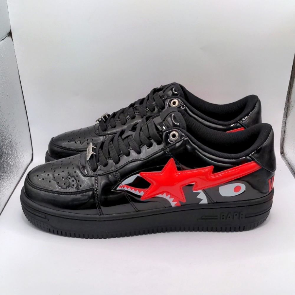 New Bapesta Low "Black Shark Face" Men's Sneakers Sz 10